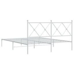 Berkfield Metal Bed Frame Without Mattress With Headboard White 150X200Cm - thumbnail 6