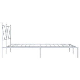 Berkfield Metal Bed Frame Without Mattress With Headboard White 150X200Cm - thumbnail 5