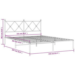 Berkfield Metal Bed Frame Without Mattress With Headboard White 150X200Cm - thumbnail 8