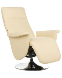 Beliani Reclining Armchair Light Beige Faux Leather With Adjustable Back And Pull-Out Footstool, Compact Modern Design - thumbnail 3