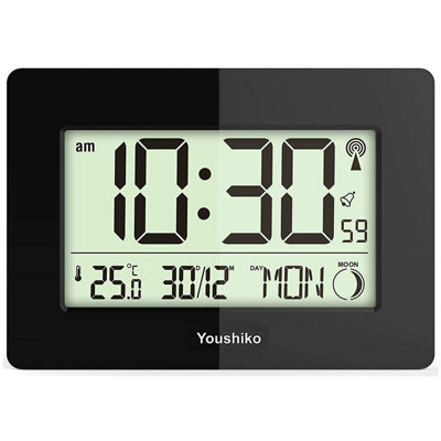 Youshiko Radio Controlled Lcd Wall Mountable And Desk Clock ( Black  ) - image 1