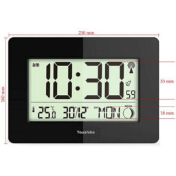 Youshiko Radio Controlled Lcd Wall Mountable And Desk Clock ( Black  ) - thumbnail 6