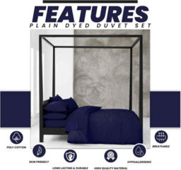 Gc Gaveno Cavailia Plain Dyed Duvet Cover Super King Polycotton Solid Bedding Set Breathable Lightweight Duvet Cover Bed Set Navy - thumbnail 2