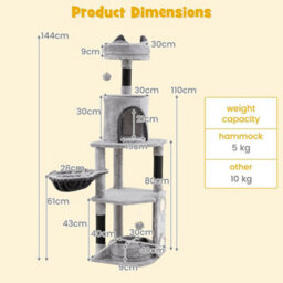 Cat Tree For Indoor Cats Multi-Level Large Cat Tower - thumbnail 2