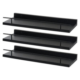 Black Set Of 3 Floating Wall Shelves Picture Ledge Display Rack Book - thumbnail 5