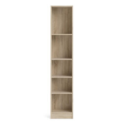 Wyld Haus Amberfern Natural Oak Wood Tall Narrow Bookcase 4 Shelves - thumbnail 3