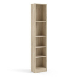Wyld Haus Amberfern Natural Oak Wood Tall Narrow Bookcase 4 Shelves - thumbnail 2