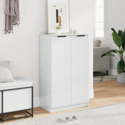 Berkfield Sturdy Shoe Cabinet High Gloss White 59X35X100 Cm Engineered Wood - thumbnail 3