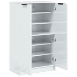 Berkfield Sturdy Shoe Cabinet High Gloss White 59X35X100 Cm Engineered Wood - thumbnail 7