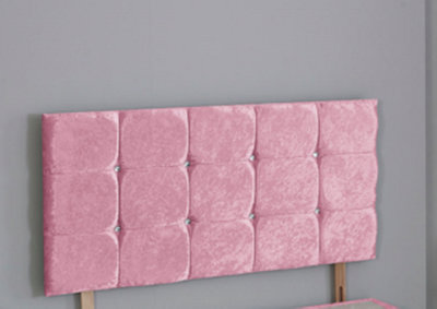 Comfy Deluxe 3Ft Single 20Inch     Pink  Crush Velvet  Cube Headboard