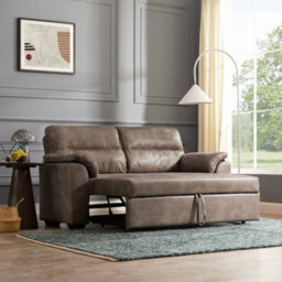 Home Detail Harley 2 Seater Faux Leather Pull Out Sofa Bed, Brown Faux Leather - thumbnail 2