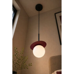Luminosa Lighting Luminosa Aura Globe Pendant Ceiling Light Black, Burgundy White Glass Shade 1X E27 - thumbnail 3
