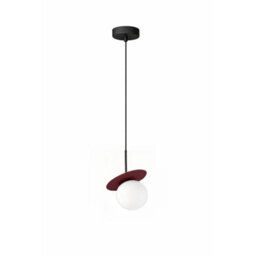 Luminosa Lighting Luminosa Aura Globe Pendant Ceiling Light Black, Burgundy White Glass Shade 1X E27 - thumbnail 1