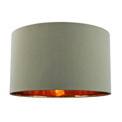 Happy Homewares Olive Green Cotton 16 Floor/pendant Lampshade With Shiny Copper Inner - image 1