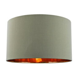 Happy Homewares Olive Green Cotton 16 Floor/pendant Lampshade With Shiny Copper Inner