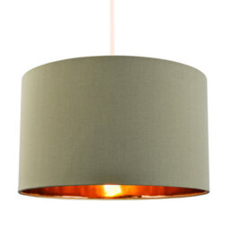 Happy Homewares Olive Green Cotton 16 Floor/pendant Lampshade With Shiny Copper Inner - thumbnail 2
