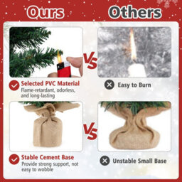 Costway Set Of 3 Pre-Lit Artificial Christmas Trees 3/4/5 Ft Slim Pencil Xmas Tree W/ Burlap Base - thumbnail 8