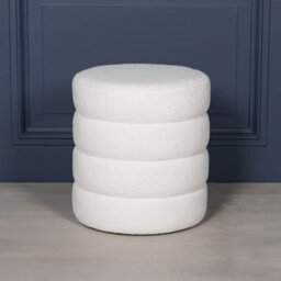 Callisto Cloud White Boucle Stool Pouffe