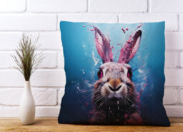 Warren Reed Designer Rabbit Face Splashart Cushions 45Cm X 45Cm - thumbnail 2