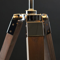 Valuelights Clipper Pair Of Distressed Wood And Silver Chrome Tripod Table Lamps With Beige Light Shades - thumbnail 3