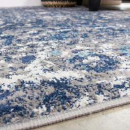 Loomed Navy Blue Grey Distressed Floral Medallion Bordered Area Rug 120X170Cm - thumbnail 4
