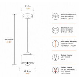 Luminosa Lighting Luminosa Simply Slim Pendant Ceiling Light Black, Silver 1X E27 - thumbnail 4