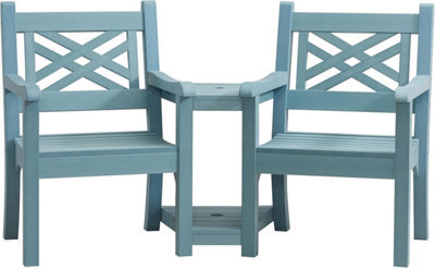 Winawood Speyside Polymer Wood Effect Love Seat - Powder Blue - image 1