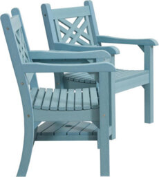Winawood Speyside Polymer Wood Effect Love Seat - Powder Blue - thumbnail 3