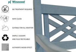 Winawood Speyside Polymer Wood Effect Love Seat - Powder Blue - thumbnail 4