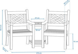Winawood Speyside Polymer Wood Effect Love Seat - Powder Blue - thumbnail 5