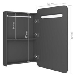 Berkfield Stylish Led Bathroom Mirror Cabinet Grey 60X11X80 Cm - thumbnail 7