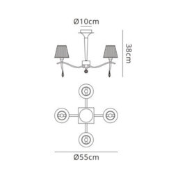 Luminosa Lighting Luminosa Siena Semi Flush Round 4 Light E14, Antique Brass With Amber Cream Shades And Amber Crystal - thumbnail 7