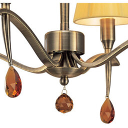 Luminosa Lighting Luminosa Siena Semi Flush Round 4 Light E14, Antique Brass With Amber Cream Shades And Amber Crystal - thumbnail 5