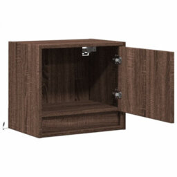 Berkfield Wall-Mounted Bedside Cabinets With Led Lights 2 Pcs Brown Oak - thumbnail 7