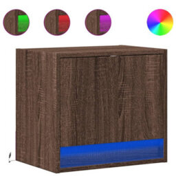 Berkfield Wall-Mounted Bedside Cabinets With Led Lights 2 Pcs Brown Oak - thumbnail 2