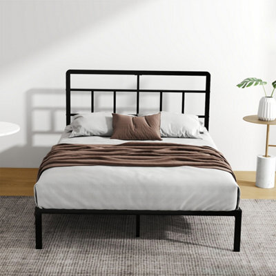 Levede Small Double Bed Frame Metal Platform Headboard Heavy Duty 4Ft Black - image 1