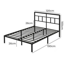 Levede Small Double Bed Frame Metal Platform Headboard Heavy Duty 4Ft Black - thumbnail 4