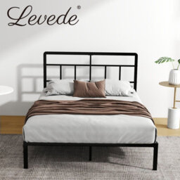Levede Small Double Bed Frame Metal Platform Headboard Heavy Duty 4Ft Black - thumbnail 8