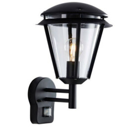 2 Pack Ip44 Outdoor Wall Lamp Matt Black Steel Modern Pir Lantern Porch Curved - thumbnail 4