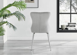 Furniturebox Set Of 2 Dining Chairs - Nora Premium Dining Chairs - Grey Velvet Chrome Leg Dining Chairs - Kitchen Dining Room Chairs - thumbnail 5