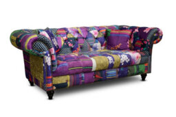 Multicoloured Patchwork Fabric 2 + 2 Seater Chesterfield Sofa Set For Living Room Portofino - thumbnail 6