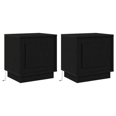 Berkfield Modern Bedside Cabinets With Led Lights 2 Pcs Black Oak 44X34,5X45 Cm - image 1