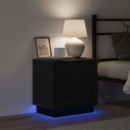 Berkfield Modern Bedside Cabinets With Led Lights 2 Pcs Black Oak 44X34,5X45 Cm - thumbnail 5