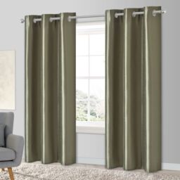 Morea Light Green Plain Woven Lined Eyelet Curtain (W)117Cm (L)137Cm, Pair - thumbnail 2