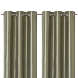 Morea Light Green Plain Woven Lined Eyelet Curtain (W)117Cm (L)137Cm, Pair - thumbnail 1
