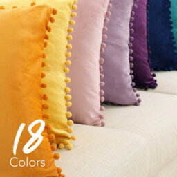Deconovo Set Of 2 Pom Pom Crushed Velvet Cushion Covers 50Cm X 50Cm For Chairs Sofa With Invisible Zipper 20X20 Inches Gold - thumbnail 5