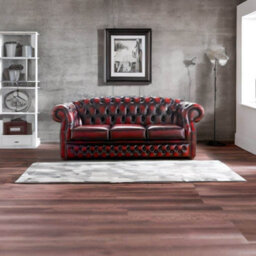 Chesterfield 3 Seater Oxblood Red Leather Sofa Bespoke In Buckingham Style - thumbnail 3
