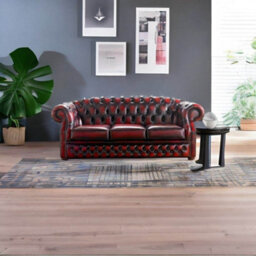 Chesterfield 3 Seater Oxblood Red Leather Sofa Bespoke In Buckingham Style - thumbnail 2