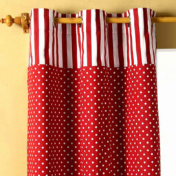 Homescapes Polka Dots Red Ready Made Eyelet Curtain Pair, 137 X 228 Cm Drop - thumbnail 2