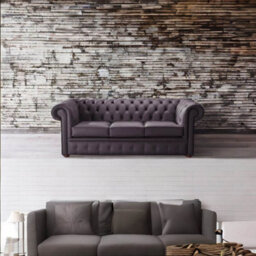 Chesterfield 3 Seater Shelly Amethyst Leather Sofa Bespoke In Classic Style - thumbnail 3